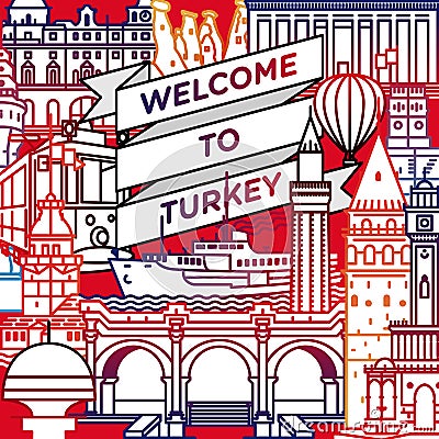 Vector welcome to Turkey travel poster Vector Illustration