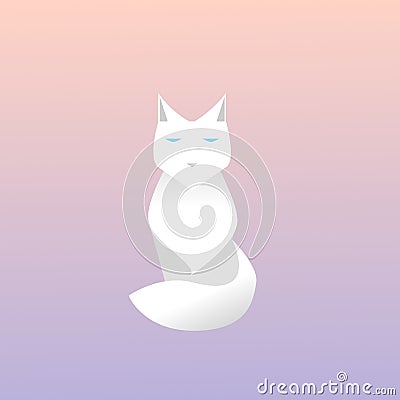 Vector well groomed gorgeous white fluffy cat icon Vector Illustration