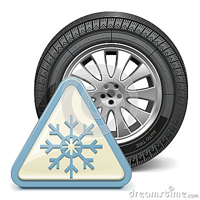 Vector Wheel with Snowflake Sign Vector Illustration