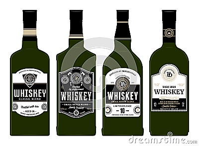 Vector whiskey labels on bottles Vector Illustration