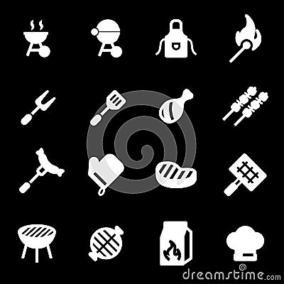 Vector white barbecue icons set Stock Photo