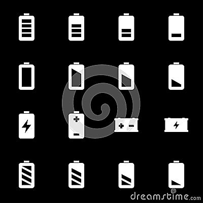 Vector white battery icons set Stock Photo