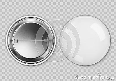 Vector white blank badging round button badge isolated Stock Photo