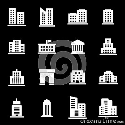 Vector white buildings icons set Stock Photo