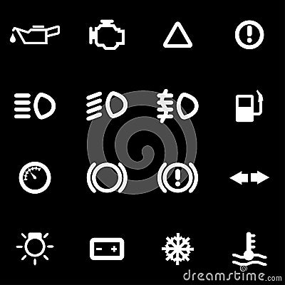 Vector white car dashboard icon set Stock Photo