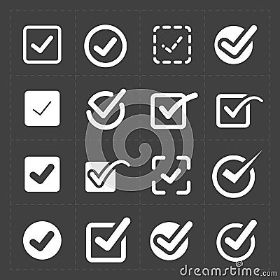 Vector white confirm icons set Vector Illustration