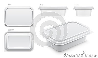 Vector white container for butter, melted cheese or margarine spread. Vector Illustration