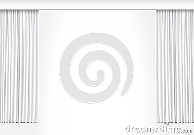 Vector White Curtains Isolated on White Background Vector Illustration