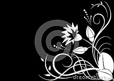 vector white flora on black background Vector Illustration
