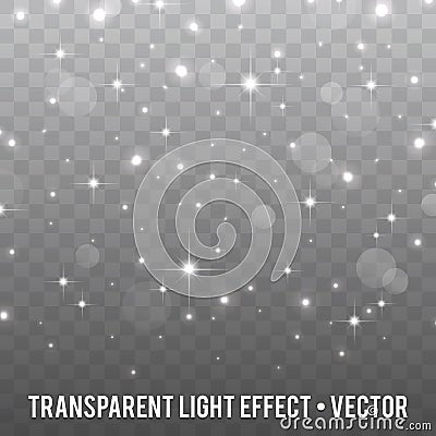 Vector white Glitter particles Effect on transparent Background. Vector Illustration