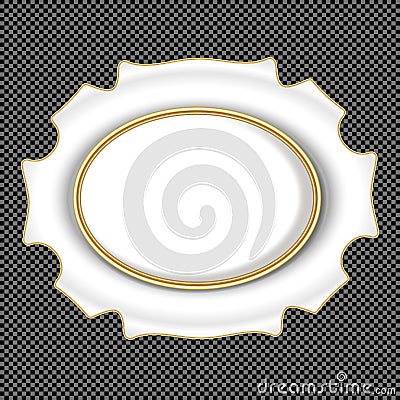 Vector White and Gold Medieval Cartouche Vector Illustration
