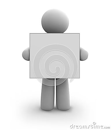 Vector white human with blank board. eps8 Vector Illustration