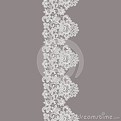 Vector White Lace Border. Seamless Pattern. Vector Illustration