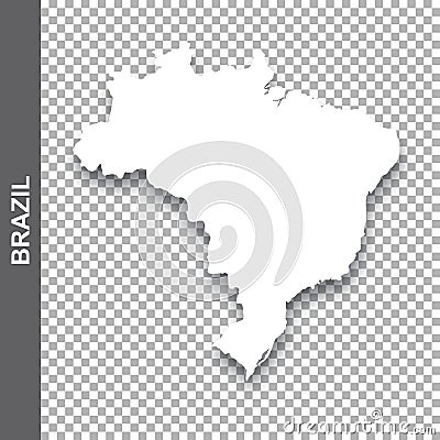 Vector white map of Brazil with shadow on transparent background Vector Illustration