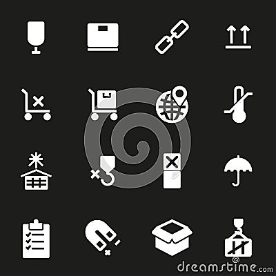 Vector white marking of cargo icons set Stock Photo