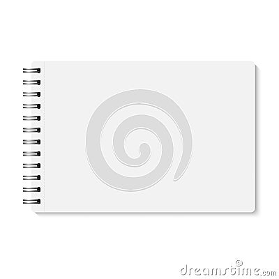 Vector white realistic closed spiral bound notebook. Vector Illustration