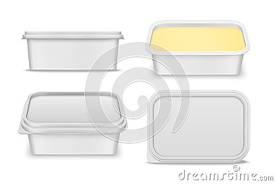 Vector white rectangular container for butter Vector Illustration