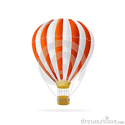 Vector white and red hot air ballon isolated Vector Illustration