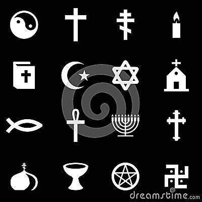 Vector white religion icon set Vector Illustration