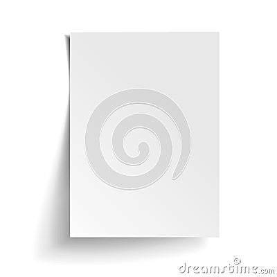 Vector White sheet of paper. Realistic empty paper note template Vector Illustration