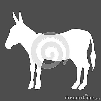 Vector White Silhouette of Donkey Vector Illustration