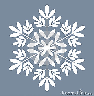 Vector white snowflake icon silhouette drawing Vector Illustration