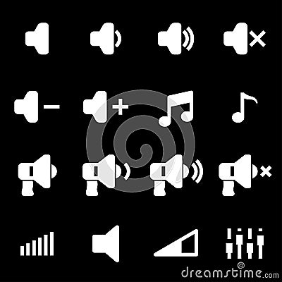 Vector white speaker icons set Vector Illustration