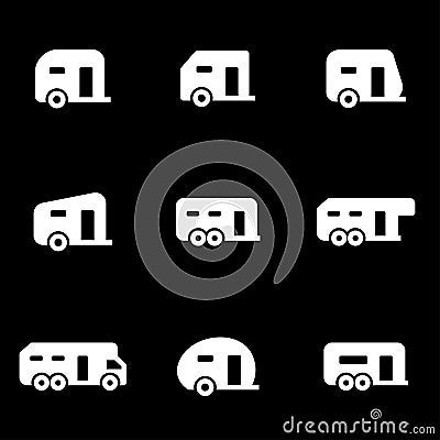 Vector white trailer icons set Stock Photo