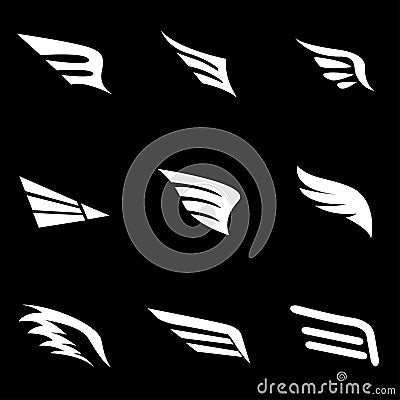 Vector white wing icon set Stock Photo