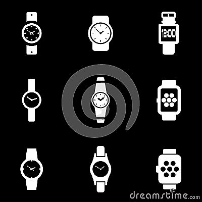 Vector white wristwatch icon set Stock Photo