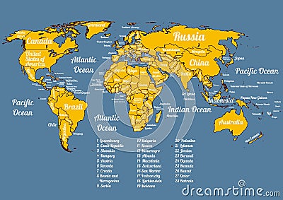 Vector whole world political map Vector Illustration