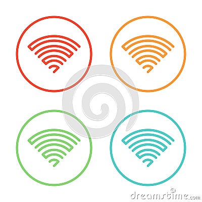 Vector Wifi Icon Circles Set In Multiple Color Vector Illustration