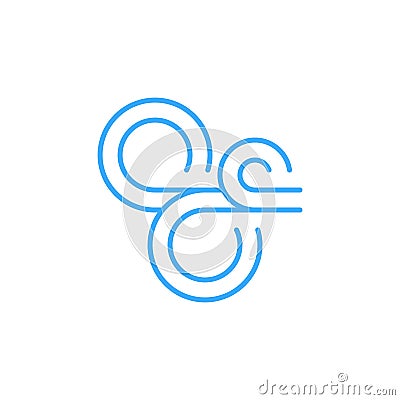 Vector Wind concept blue creative line icon or symbol Vector Illustration