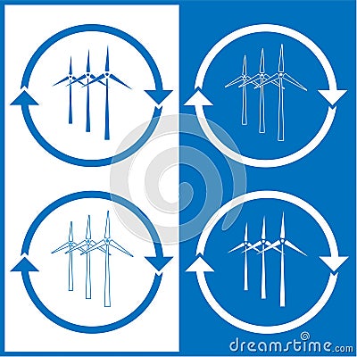 Vector wind turbine icons Vector Illustration