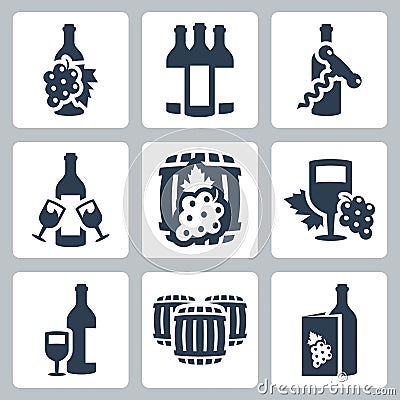 Winery related icons over white Vector Illustration