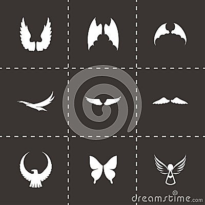 Vector wing icon set Vector Illustration