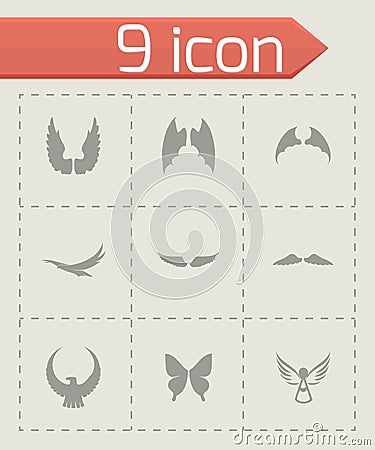 Vector wing icon set Vector Illustration