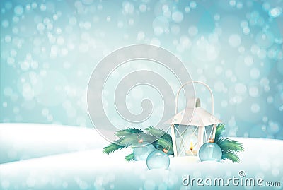 Vector Winter Christmas Scene Background Vector Illustration