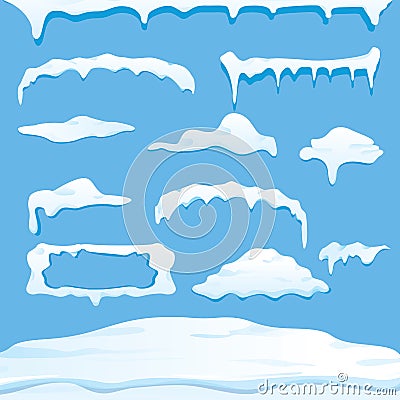 Vector winter snow caps collection Vector Illustration