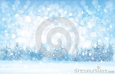 Vector winter snowy forest background. Vector Illustration