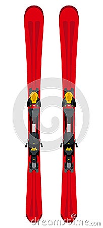 Vector winter sports themed red touring skis in flat style. Stock Photo