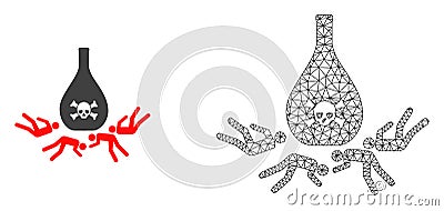 Vector Wire Frame Mesh Dead Poisoned People and Flat Icon Vector Illustration