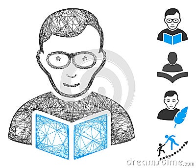 Hatched Reader Student Vector Mesh Stock Photo