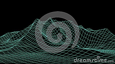 Vector wireframe 3d landscape. Grid illustration Cartoon Illustration