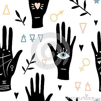 Vector witch magic seamless pattern Vector Illustration