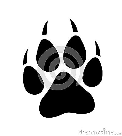 Vector Wolf Paw Print Isolated on White Background. Vector Illustration