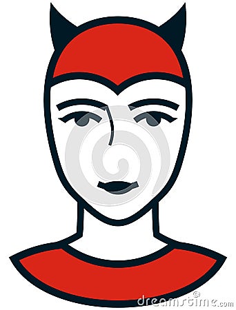 Vector woman devil face simple illustration isolated Vector Illustration