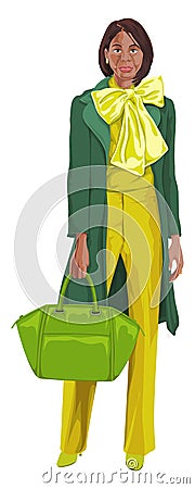 Vector of woman with handbag. Vector Illustration