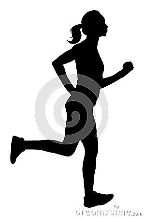 Vector Woman Running Silhouette Vector Illustration