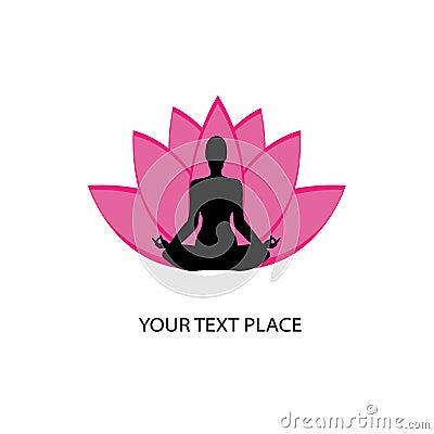 Vector with woman silhouette and pink lotus flwer. Stock Photo